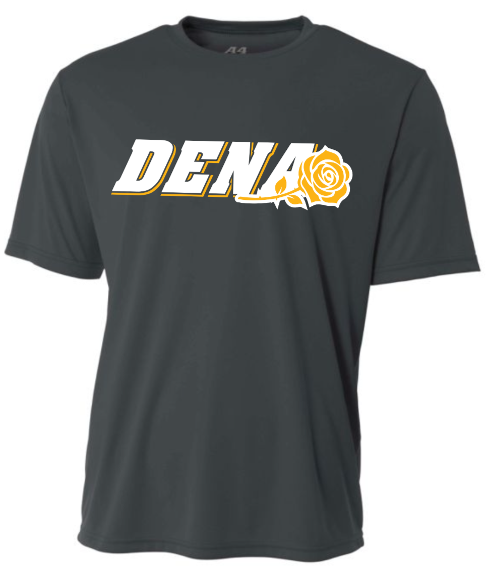 PGSA Dry Fit Shirt, Charcoal (White & Gold DENA Logo)