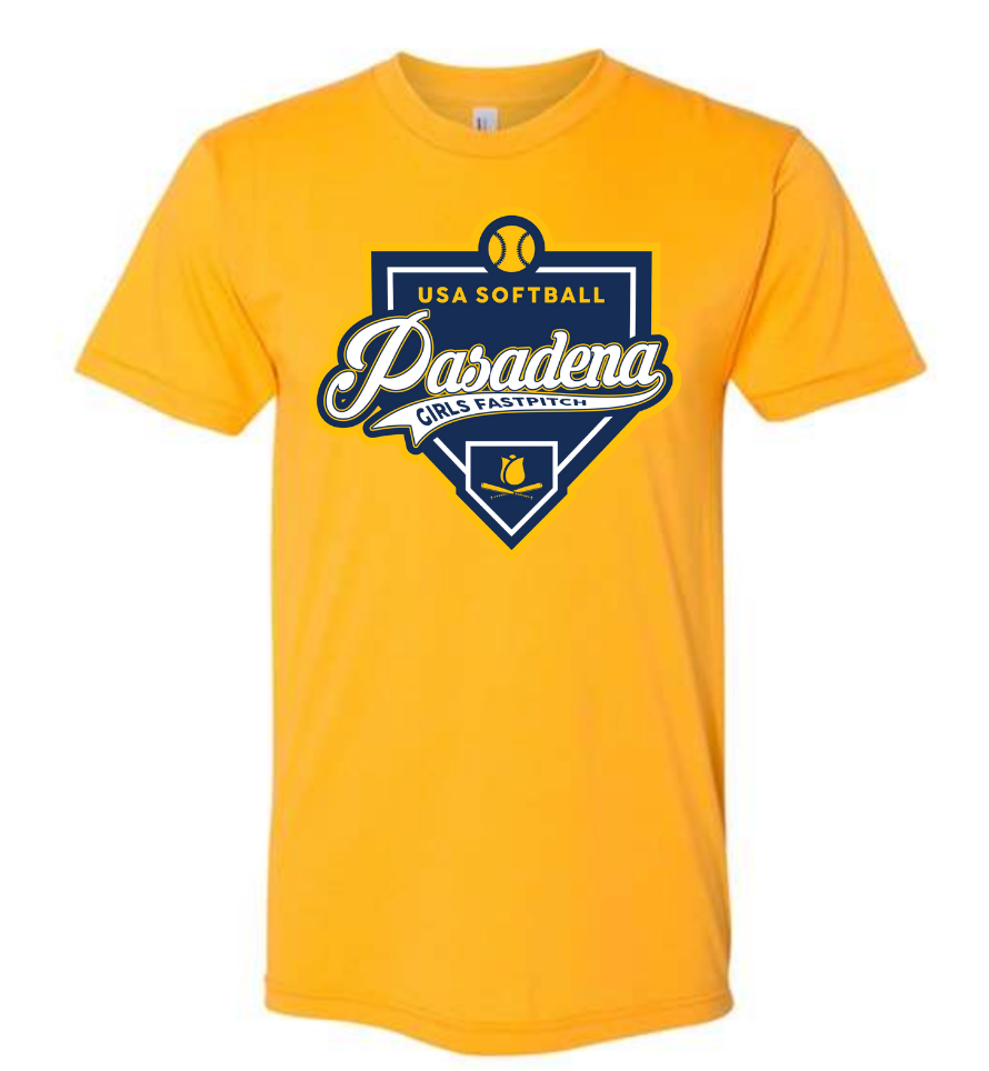 PGSA Dry Fit Shirt, Gold (Home Plate Logo)