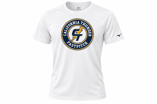 CT Mizuno NXT Dry Fit Jersey - White with California Thunder Fastpitch circle logo