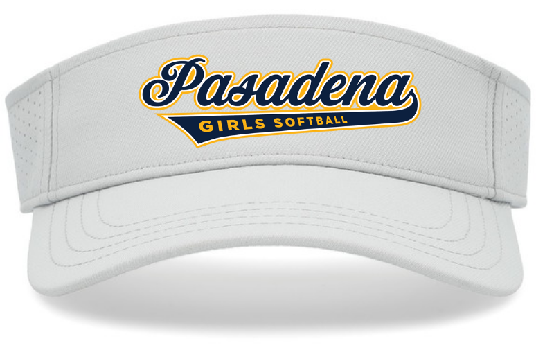 PGSA Sport-Tek Visor, White (Navy/Gold Pasadena Logo)