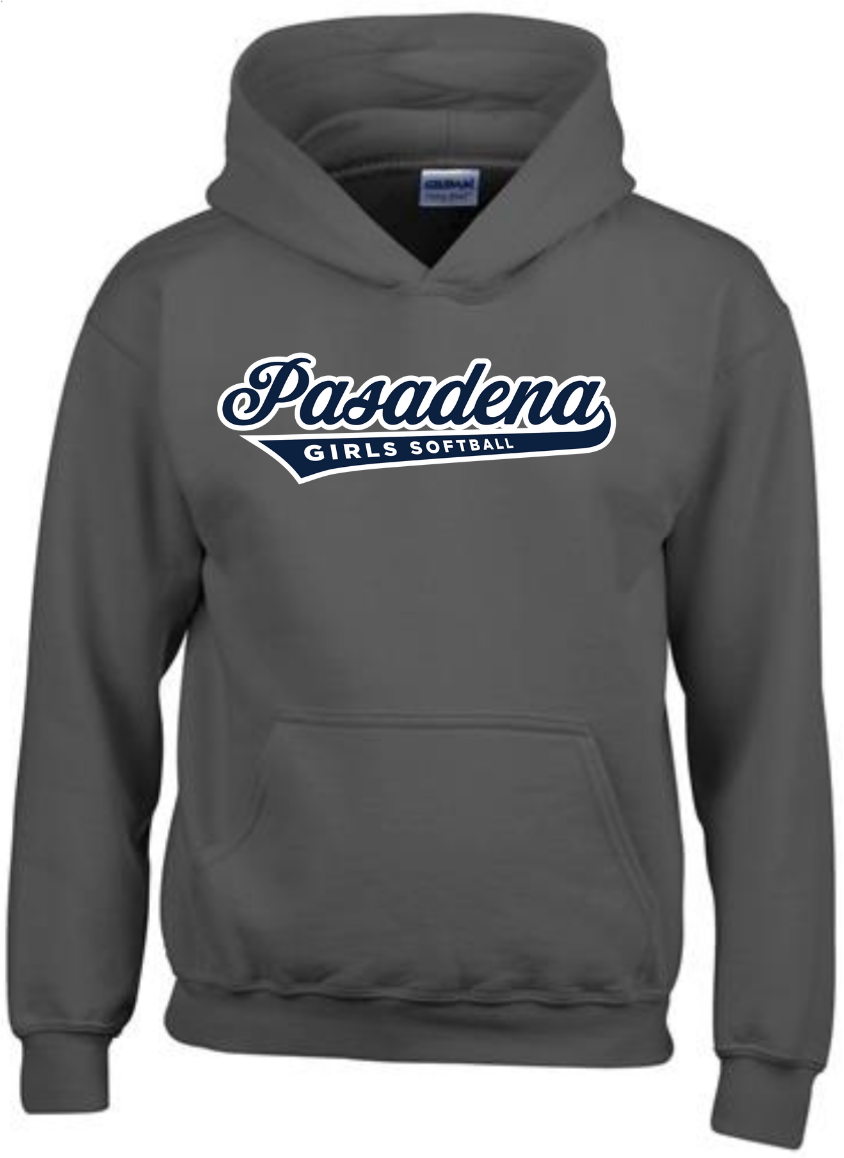PGSA Hoodie, Charcoal (Navy w/White Pasadena Logo)