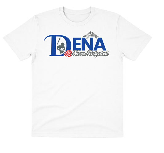 DENA White Dry Fit Shirt: Never Defeated