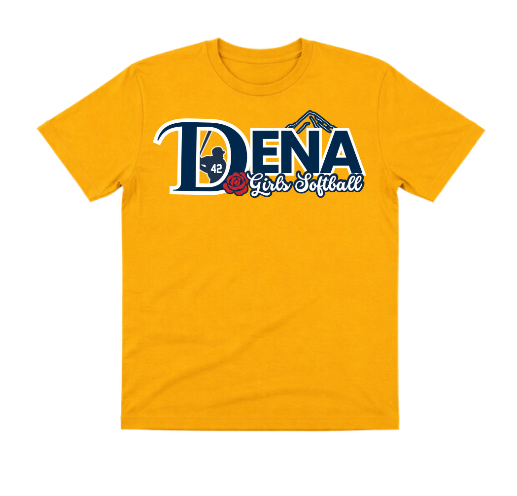 DENA Gold Dry Fit Shirt: Girls Softball