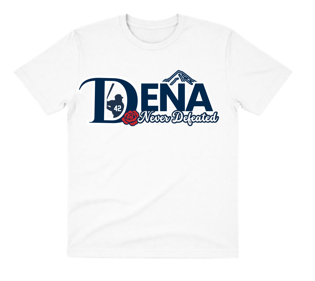 DENA White Dry Fit Shirt: Never Defeated