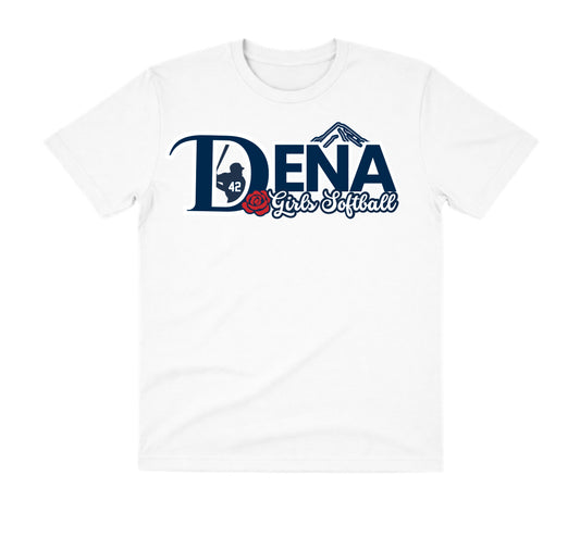 DENA White Dry Fit Shirt: Girls Softball