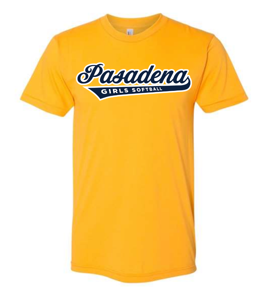 PGSA Dry Fit Shirt, Gold (Navy & White Pasadena Logo)