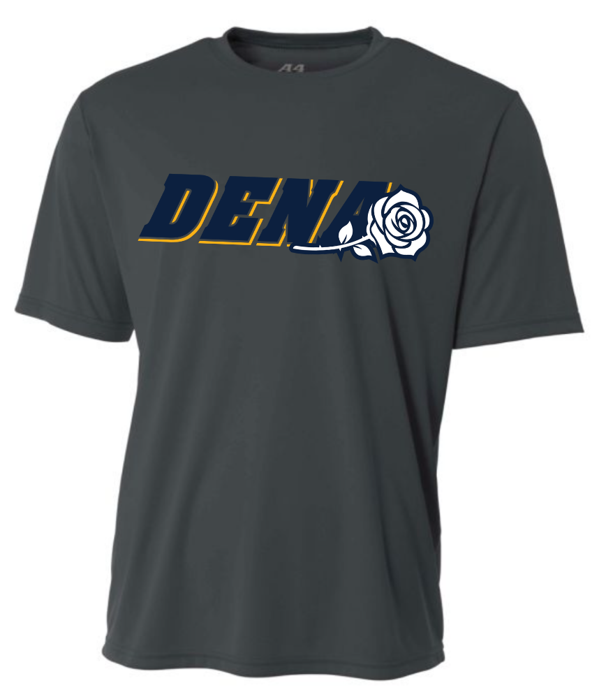 PGSA Dry Fit Shirt, Charcoal (Navy w/Gold DENA Logo)