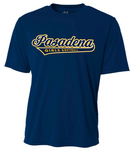 PGSA Dry Fit Shirt, Navy (Navy w/Gold Pasadena Logo)